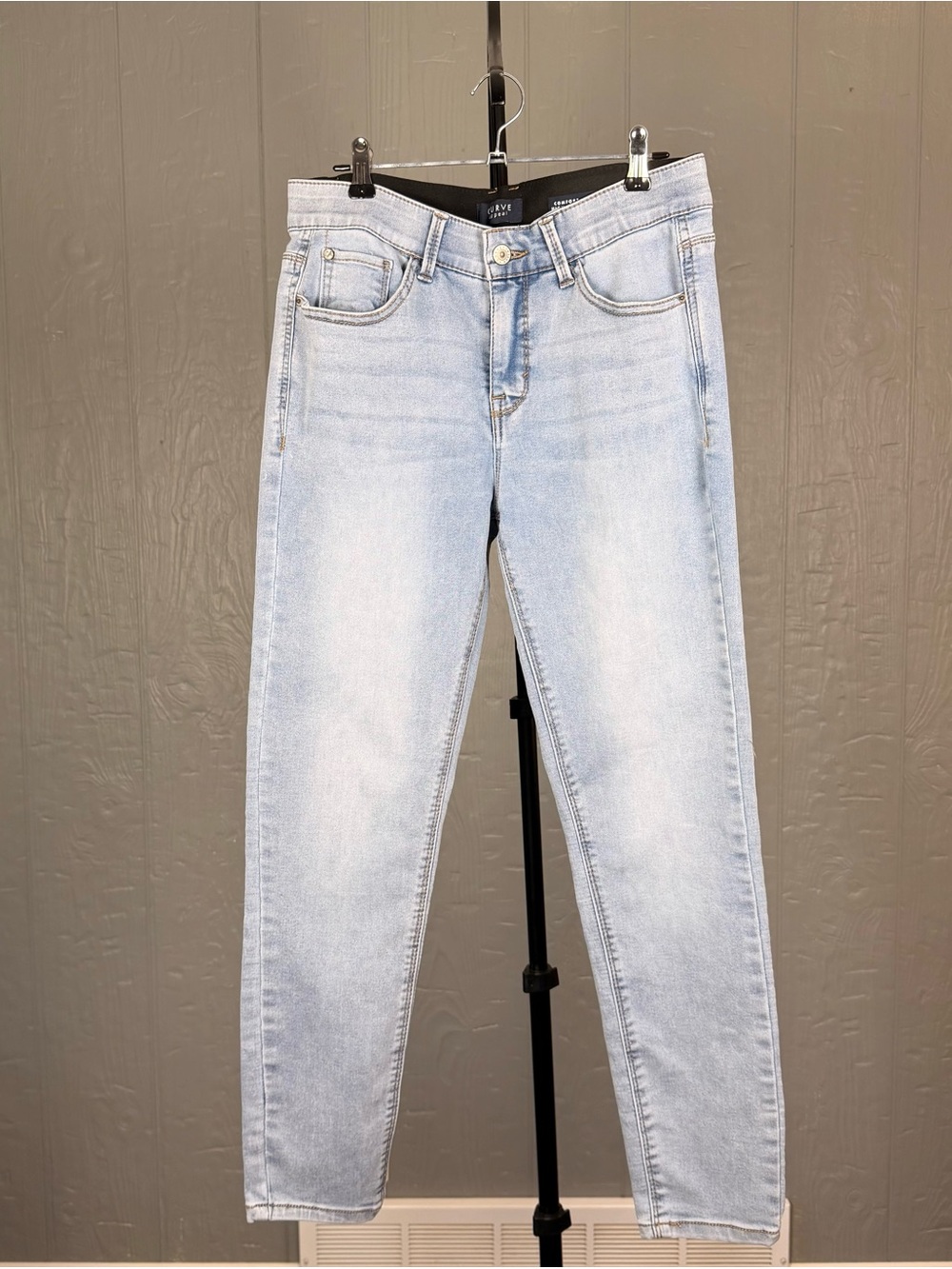 Curve Appeal Comfort Waist High Rise Skinny Jeans Light Wash Women 4/27 Stretch